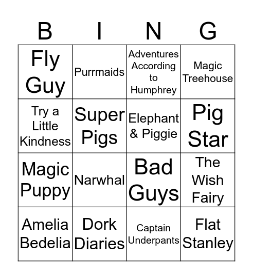 Fall Book Fair Bingo 2018 Bingo Card