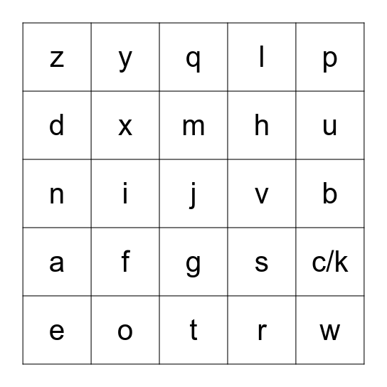 Alphabet Bingo Card