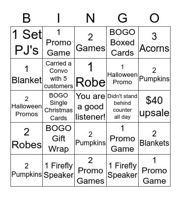 Emma Bingo Card