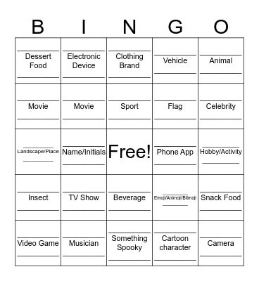 About Me Collage Bingo Card
