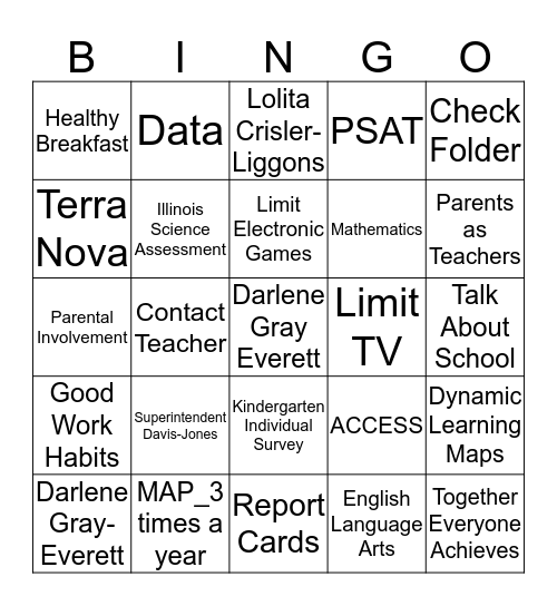 Data Night Bingo Card