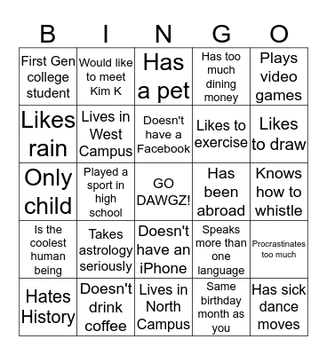 BinGO AND GET TO KNOW EACH OTHER Bingo Card