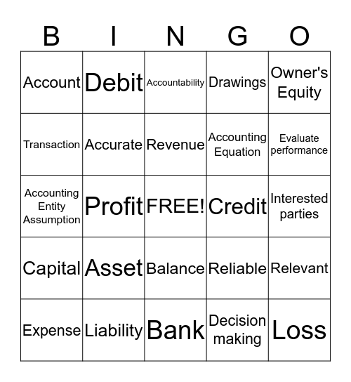 Accounting Bingo Card