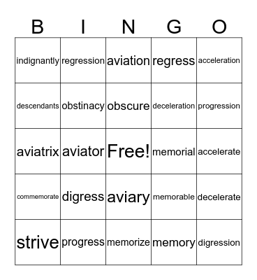 LESSON 5 BINGO Card