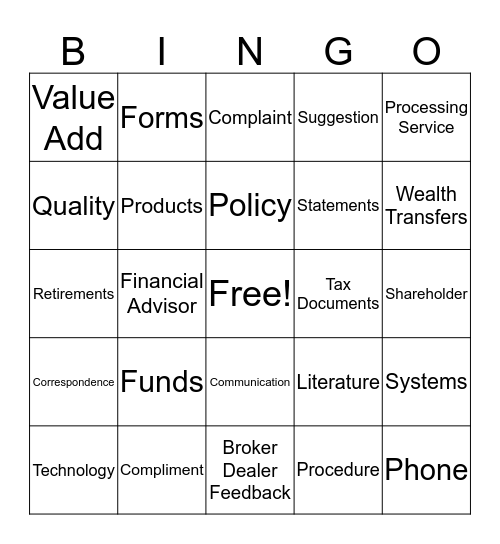 VOC Bingo Card