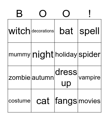 Halloween Bingo Card