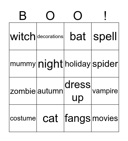 Halloween Bingo Card
