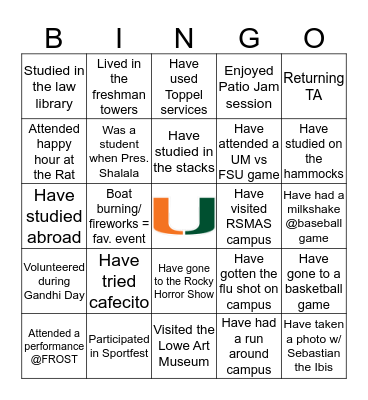 TA ICE BREAKER Bingo Card