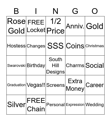 South Hill Designs Bingo Card