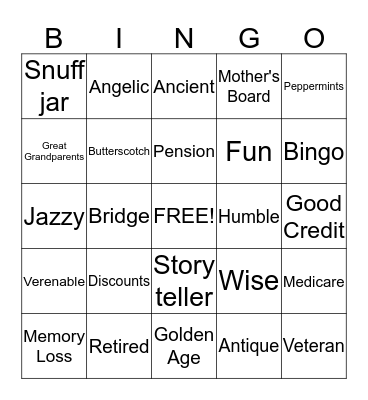SENIOR CITIZENS Bingo Card