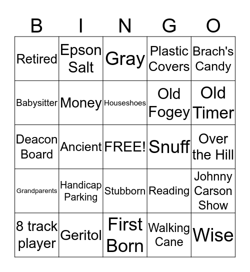 SENIOR CITIZENS Bingo Card
