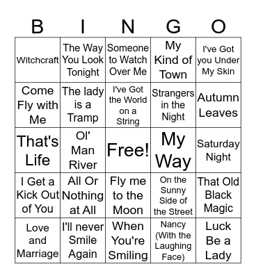 Frank Sinatra Bingo Card
