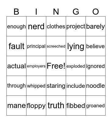 A Very Good Lie Bingo Card