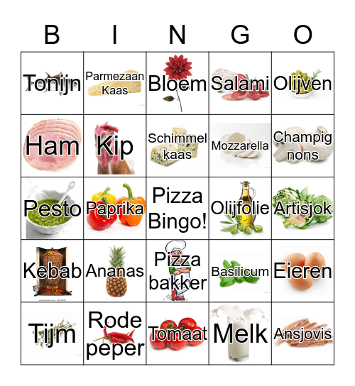 Pizza bingo Scouting Goedereede Bingo Card