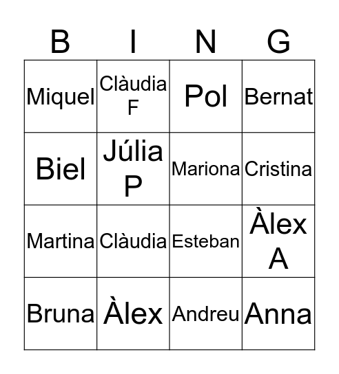 BINGO SECCIÓ Bingo Card