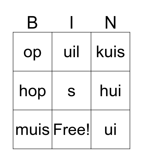 huis  Bingo Card