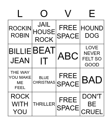MICHAEL & ELVIS Bingo Card