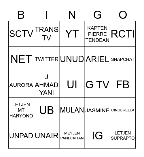 THEPAPERK1TES Bingo Card