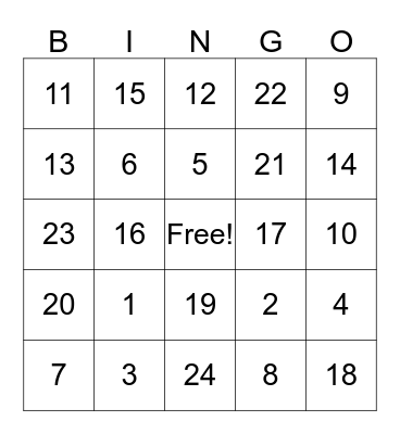 Thanksgiving  Bingo Card