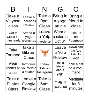October ASH BINGO  Bingo Card