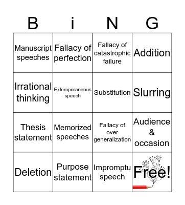 Preparing and Presenting Your Speech Vocabulary Bingo Card
