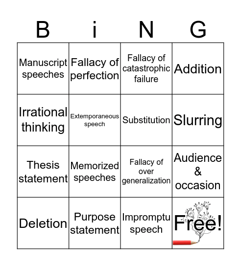 Preparing and Presenting Your Speech Vocabulary Bingo Card