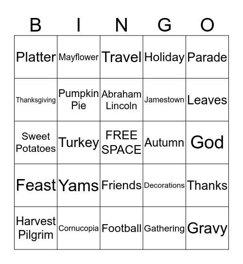 T H A N K S G I V I N G Bingo Card