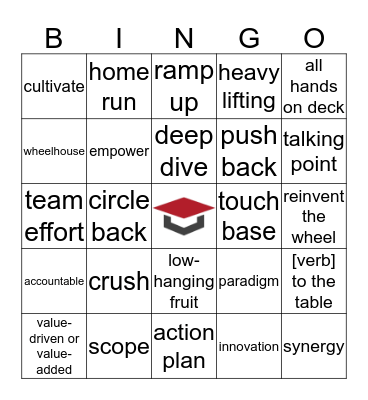 TLH Buzzword Bingo Card