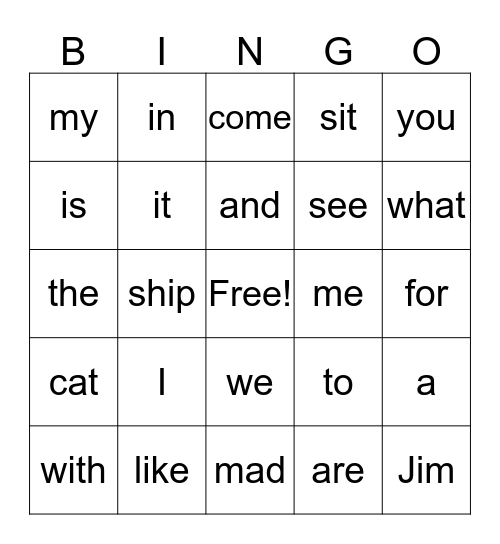 Tanner's Sight Word Bingo Card