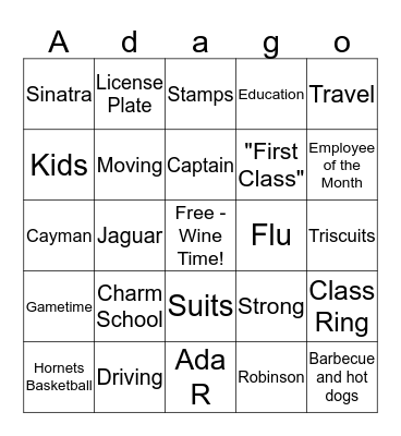 Ada-go! Bingo Card