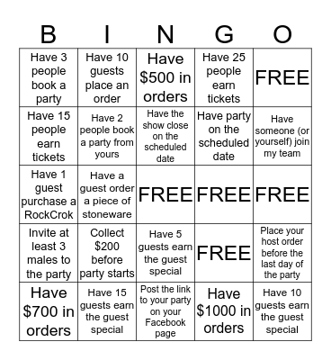 PAMPERED CHEF bingo Card