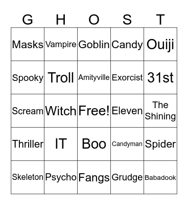 Halloween Bingo Card
