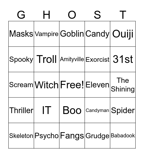 Halloween Bingo Card