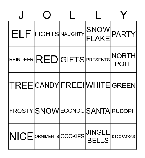 CHRISTMAS BINGO Card