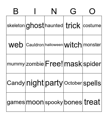 This is Halloween Bingo Card
