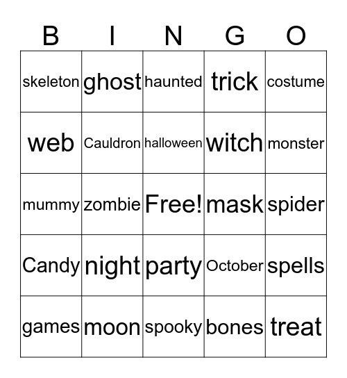 This is Halloween Bingo Card