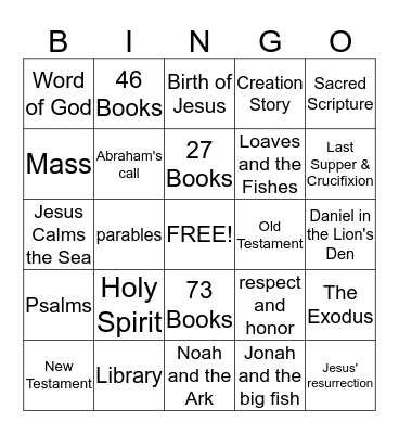 Bible Facts Bingo Card