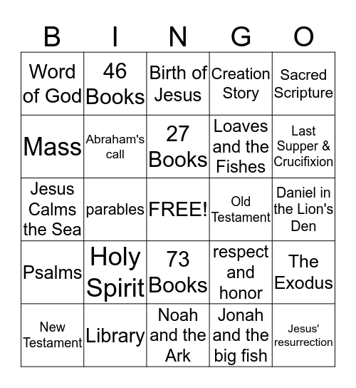 Bible Facts Bingo Card