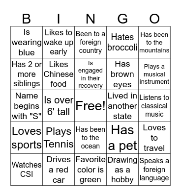 Know Your Neighbor Bingo Card