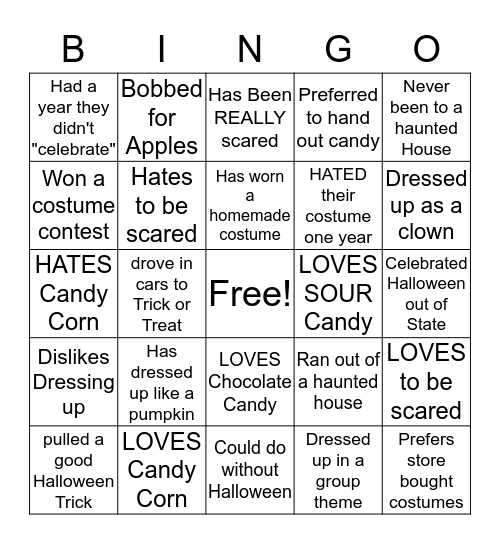 KTK Staff Halloween Bingo Card