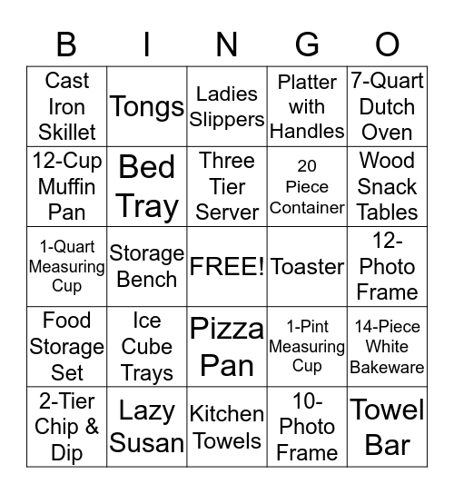 Julie's Bridal Shower Bingo Card