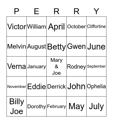 Perry Bingo Card