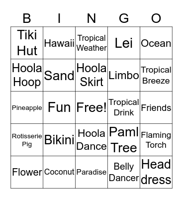 LUAU BINGO Card