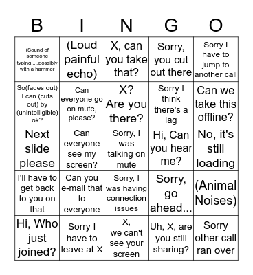 Q2 Conference Call Bingo Card