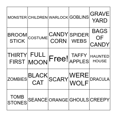 BOO!  BINGO Card