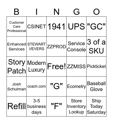 CLASS 2 - BINGO Card
