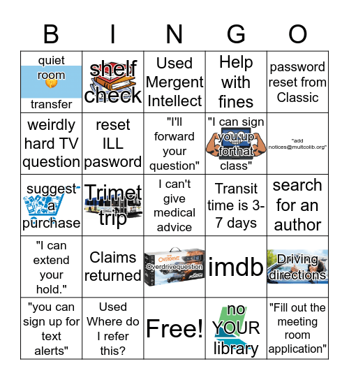 Contact Center Bingo Card