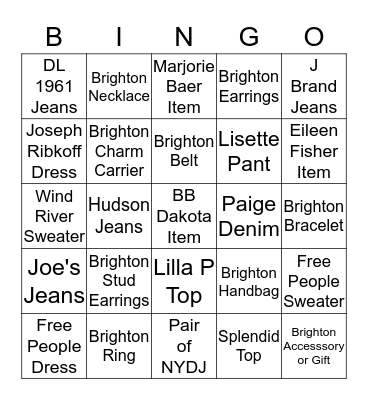Sell It - Play It - Win It!                             11/13 Bingo Card