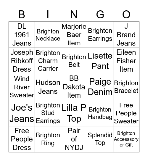 Sell It - Play It - Win It!                             11/13 Bingo Card