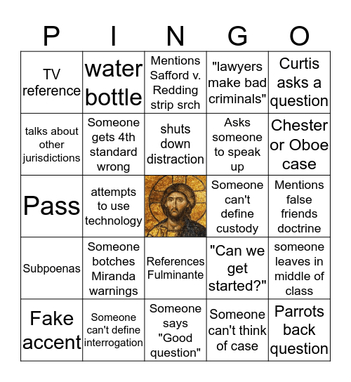 Con Crim Pringo Bingo Card